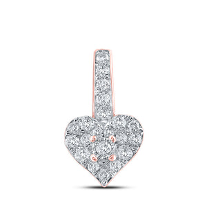 10kt Rose Gold Womens Round Diamond Heart Pendant 1/3 Cttw