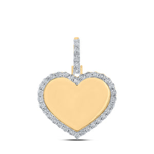 10kt Yellow Gold Mens Round Diamond Memory Heart Charm Pendant 1/10 Cttw