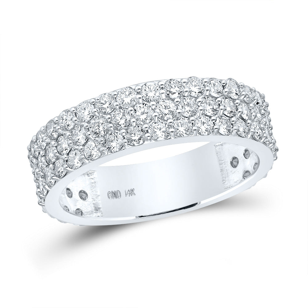 14kt White Gold Mens Round Diamond Pave Band Ring 2-7/8 Cttw