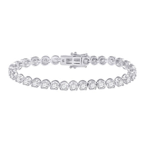 14kt White Gold Womens Round Diamond Tennis Bracelet 7 Cttw