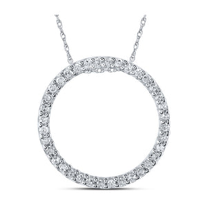 10kt White Gold Womens Round Diamond Circle Pendant 1/6 Cttw