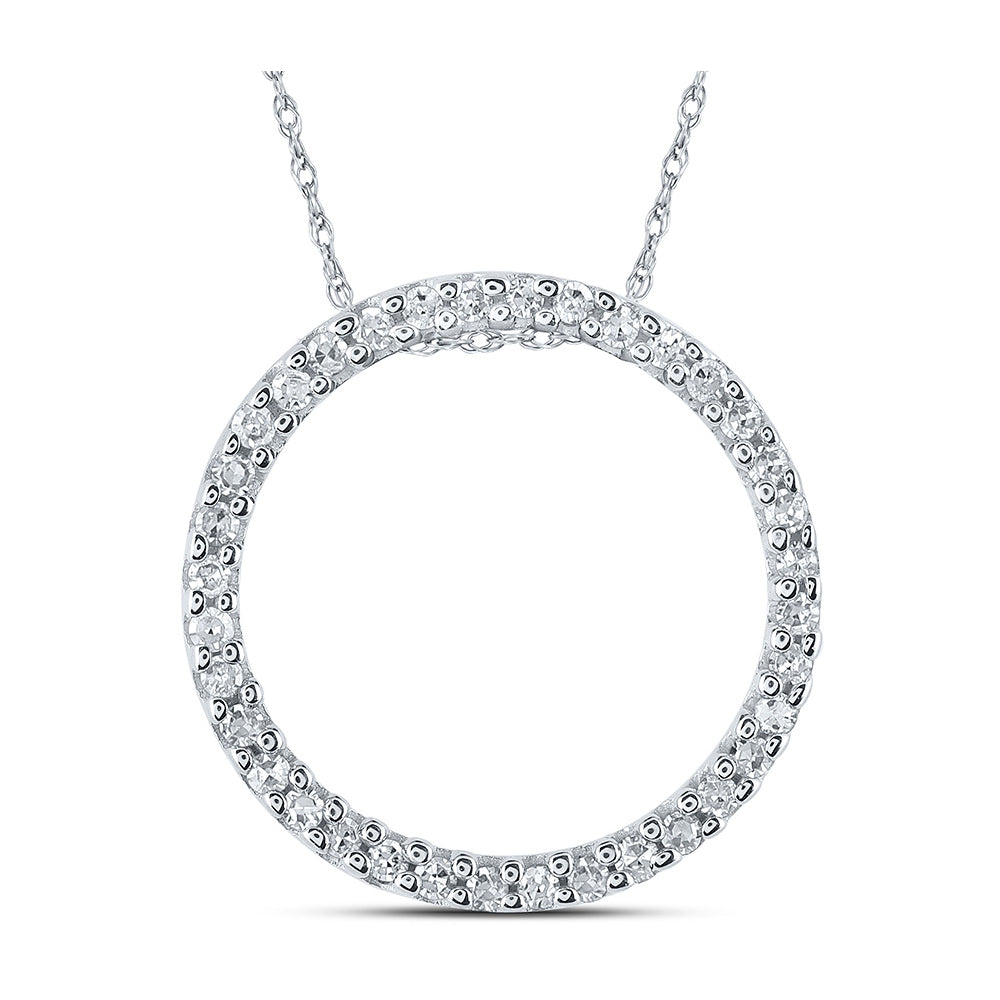 10kt White Gold Womens Round Diamond Circle Pendant 1/6 Cttw