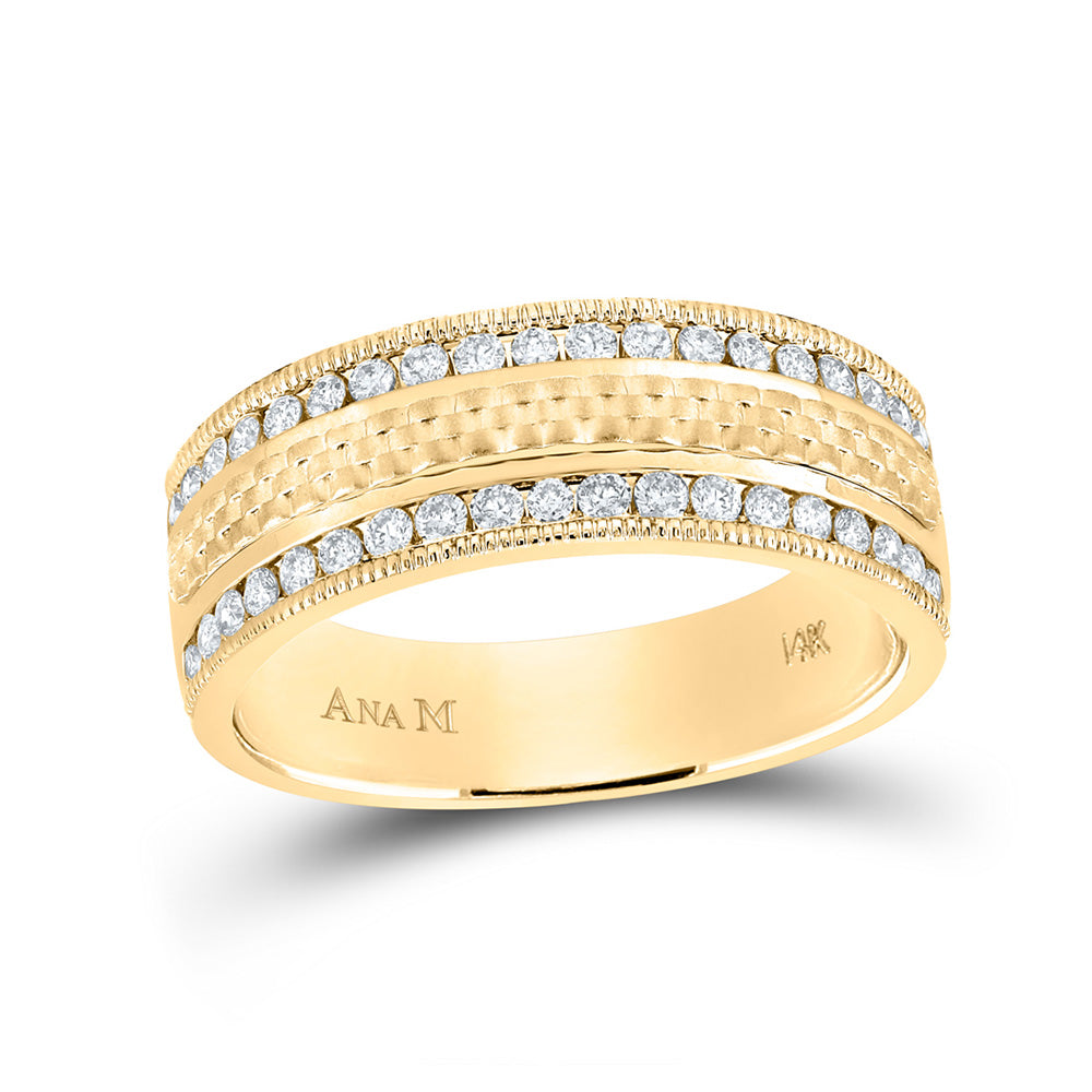 14kt Yellow Gold Mens Round Diamond Wedding Band Ring 3/4 Cttw