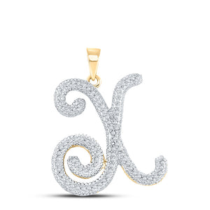 10kt Yellow Gold Womens Round Diamond X Initial Letter Pendant 1/4 Cttw