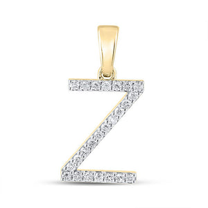 10kt Yellow Gold Womens Round Diamond Z Initial Letter Pendant 1/5 Cttw