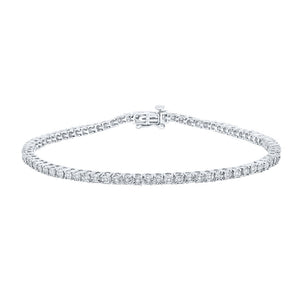 Sterling Silver Mens Round Diamond Single Row Link Bracelet 1/2 Cttw