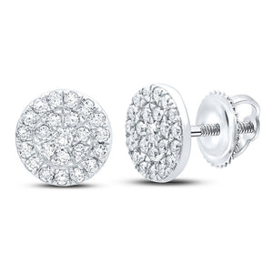 10kt White Gold Womens Round Diamond Cluster Earrings 1/4 Cttw