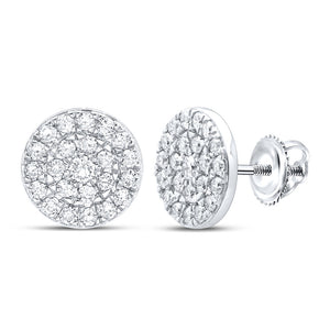 10kt White Gold Womens Round Diamond Cluster Earrings 1 Cttw