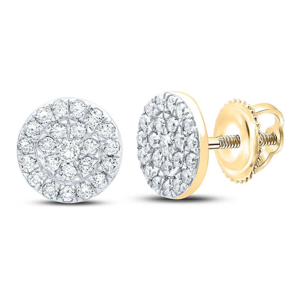 10kt Yellow Gold Womens Round Diamond Cluster Earrings 1/4 Cttw