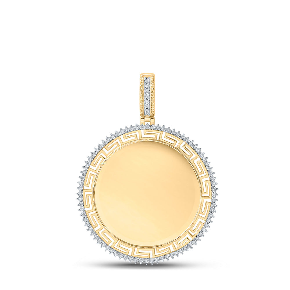 10kt Yellow Gold Mens Round Diamond Memory Circle Charm Pendant 1/4 Cttw