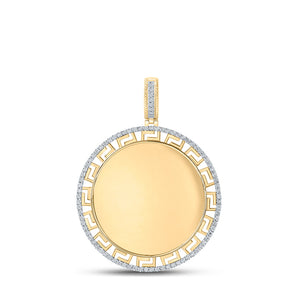 10kt Yellow Gold Mens Round Diamond Memory Circle Charm Pendant 1/4 Cttw