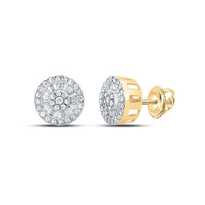 10kt Yellow Gold Womens Round Diamond Cluster Earrings 3/4 Cttw