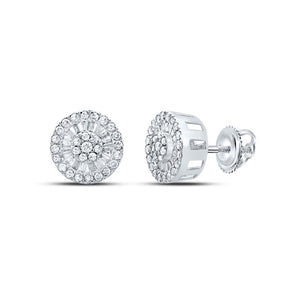 10kt White Gold Womens Round Diamond Cluster Earrings 3/4 Cttw