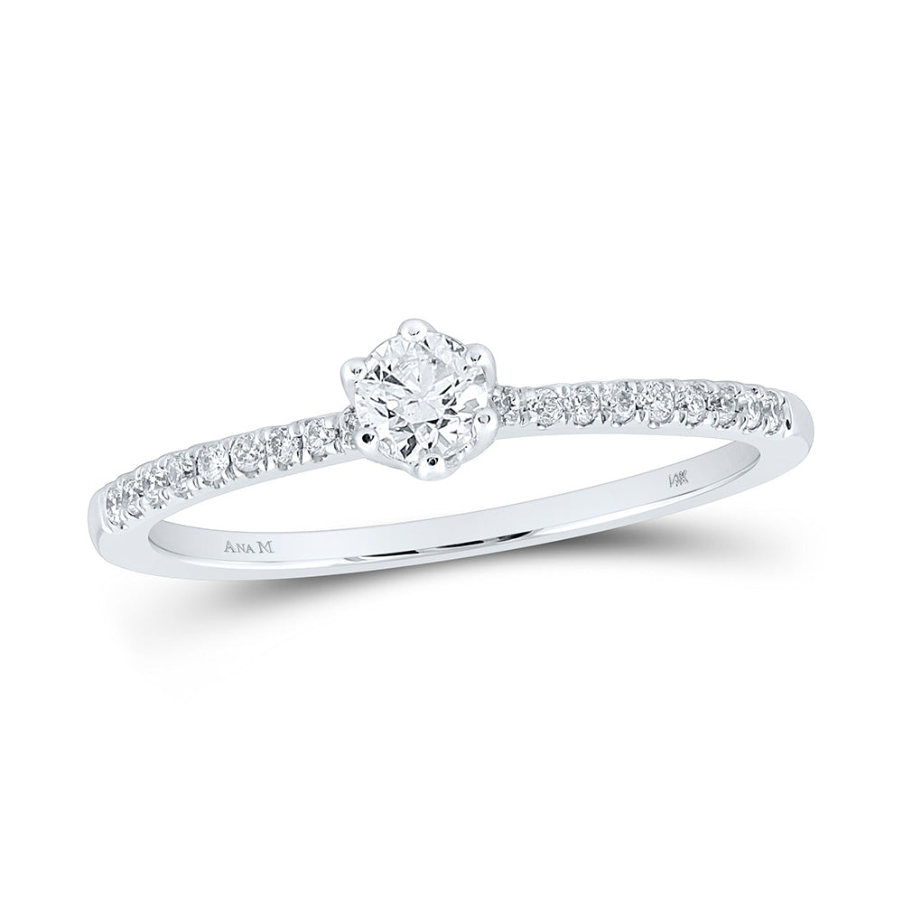 14kt White Gold Round Diamond Solitaire Bridal Wedding Engagement Ring 1/3 Cttw