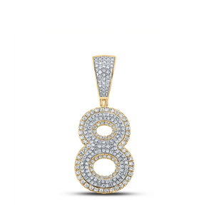 10kt Two-tone Gold Mens Round Diamond Number 8 Charm Pendant 3/4 Cttw