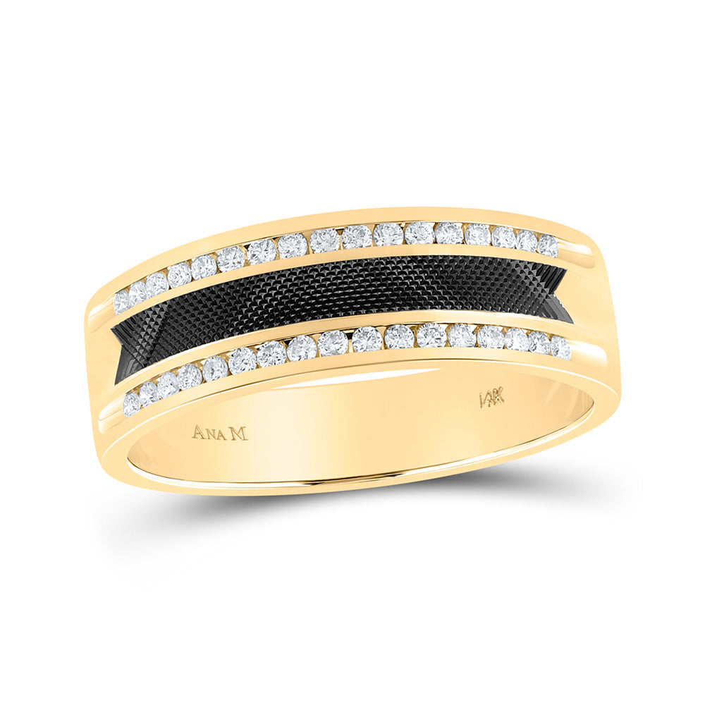 14kt Yellow Gold Mens Round Diamond Wedding Band Ring 1/4 Cttw