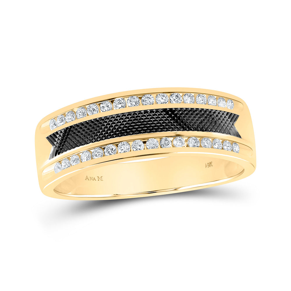 14kt Yellow Gold Mens Round Diamond Wedding Band Ring 1/3 Cttw