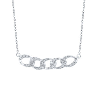 10kt White Gold Womens Round Diamond Cuban Link Fashion Necklace 1/4 Cttw