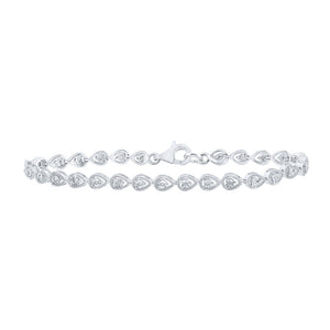 Sterling Silver Womens Round Diamond Fashion Bracelet 1/10 Cttw