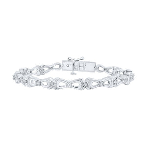 Sterling Silver Womens Round Diamond Fashion Bracelet 1/5 Cttw