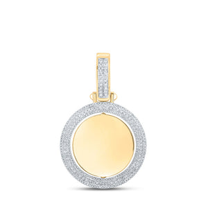 10kt Yellow Gold Mens Round Diamond Memory Circle Charm Pendant 1-1/2 Cttw