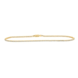 10kt Yellow Gold Womens Round Diamond Tennis Bracelet 1-1/5 Cttw