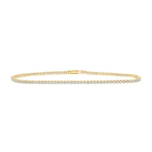 14kt Yellow Gold Womens Round Diamond Tennis Bracelet 2-1/5 Cttw