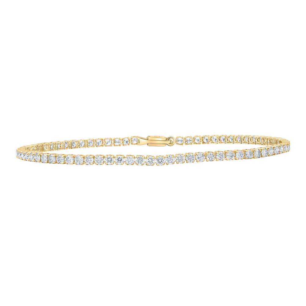 14kt Yellow Gold Womens Round Diamond Tennis Bracelet 3 Cttw