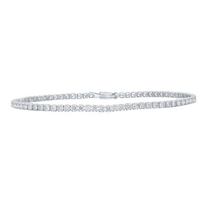 14kt White Gold Womens Round Diamond Tennis Bracelet 3 Cttw