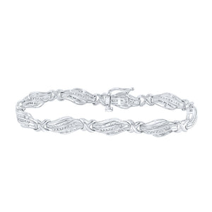 10kt White Gold Womens Baguette Diamond Fashion Bracelet 1 Cttw