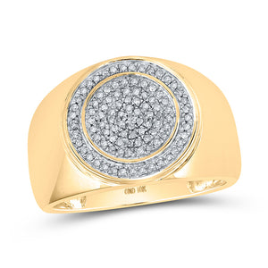 10kt Yellow Gold Mens Round Diamond Circle Ring 1/3 Cttw