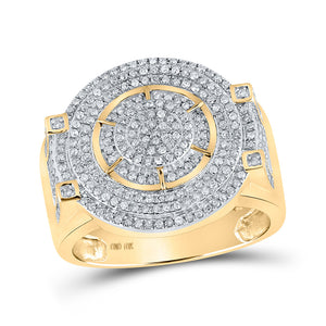 10kt Yellow Gold Mens Round Diamond Circle Ring 3/4 Cttw