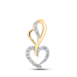 10kt Yellow Gold Womens Round Diamond Heart Pendant 1/12 Cttw