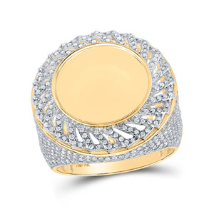 10kt Yellow Gold Mens Round Diamond Memory Circle Ring 1-5/8 Cttw