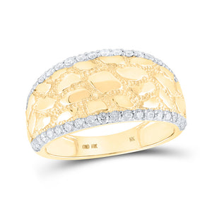 10kt Yellow Gold Mens Round Diamond Nugget Band Ring 3/4 Cttw