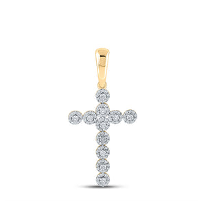 10kt Yellow Gold Mens Round Diamond Cross Charm Pendant 3/4 Cttw