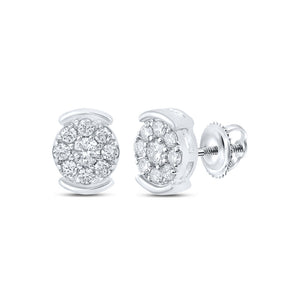 10kt White Gold Womens Round Diamond Cluster Earrings 1/4 Cttw