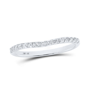 10kt White Gold Womens Round Diamond Curved Band Ring 1/6 Cttw