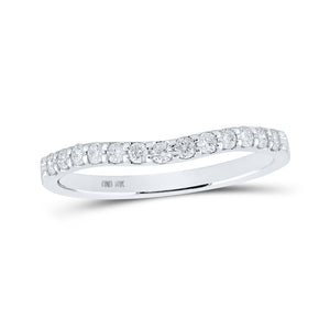 10kt White Gold Womens Round Diamond Curved Band Ring 1/4 Cttw