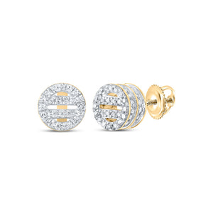 10kt Yellow Gold Womens Round Diamond Circle Earrings 1/3 Cttw