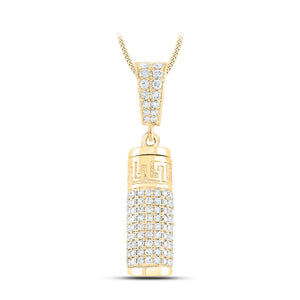 10kt Yellow Gold Mens Round Diamond Urn Cylinder Charm Pendant 1 Cttw