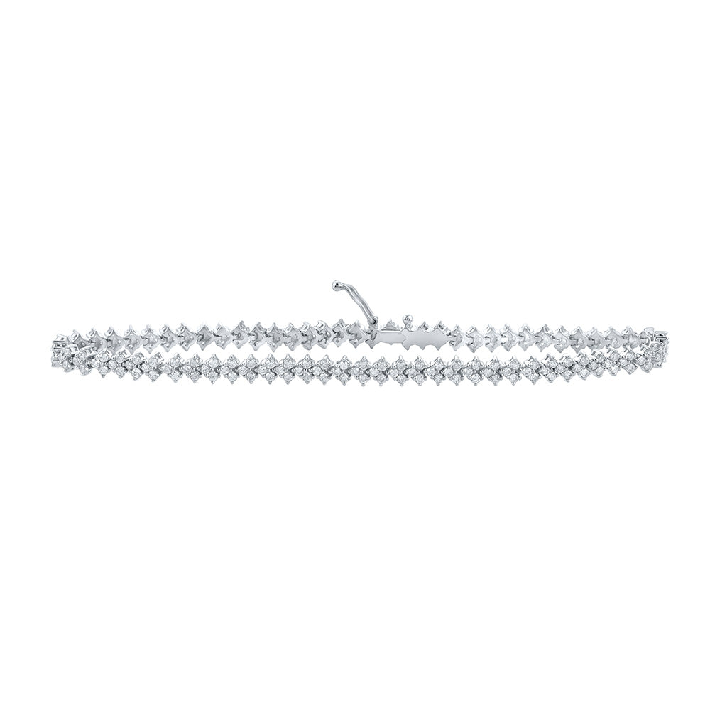 10kt White Gold Womens Round Diamond Fashion Bracelet 2-1/2 Cttw