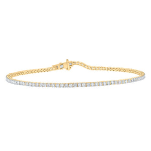 10kt Yellow Gold Womens Round Diamond Fashion Bracelet 2 Cttw