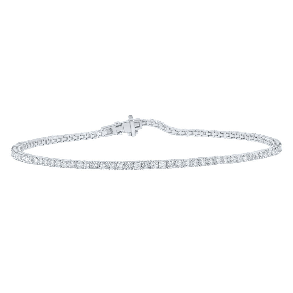 10kt White Gold Womens Round Diamond Fashion Bracelet 2 Cttw