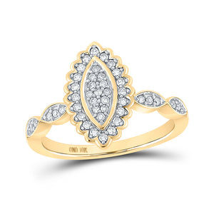 10kt Yellow Gold Womens Round Diamond Oval Cluster Ring 1/4 Cttw