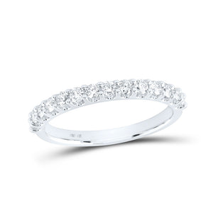 14kt White Gold Womens Round Diamond Wedding Single Row Band 1/6 Cttw