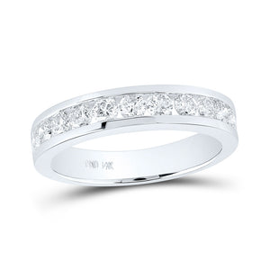 14kt White Gold Womens Round Diamond Wedding Single Row Band 3/4 Cttw