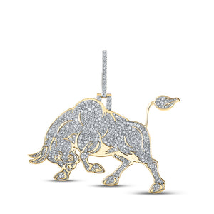 10kt Yellow Gold Mens Round Diamond Bull Charm Pendant 2 Cttw