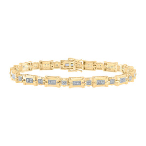 10kt Yellow Gold Mens Round Diamond Link Bracelet 1/2 Cttw