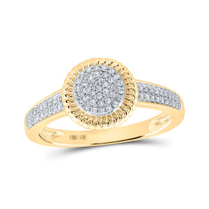 10kt Yellow Gold Womens Round Diamond Circle Ring 1/5 Cttw